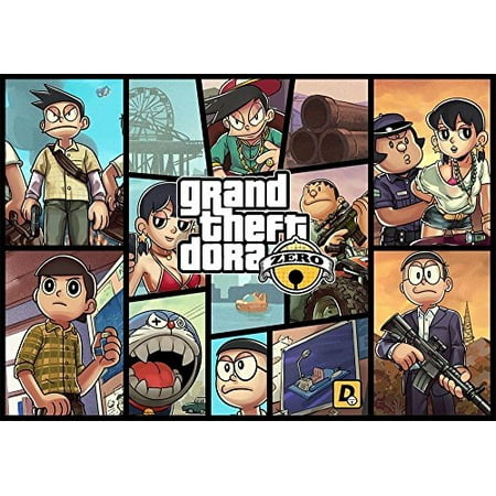 Doraemon Grand Theft Auto GTA 5 Japanese Cartoon 1/4 Sheet Edible Photo