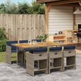 thumbnail image 1 of vidaXL 7 Piece Garden Dining Set with Cushions Grey Poly Rattan, 1 of 5