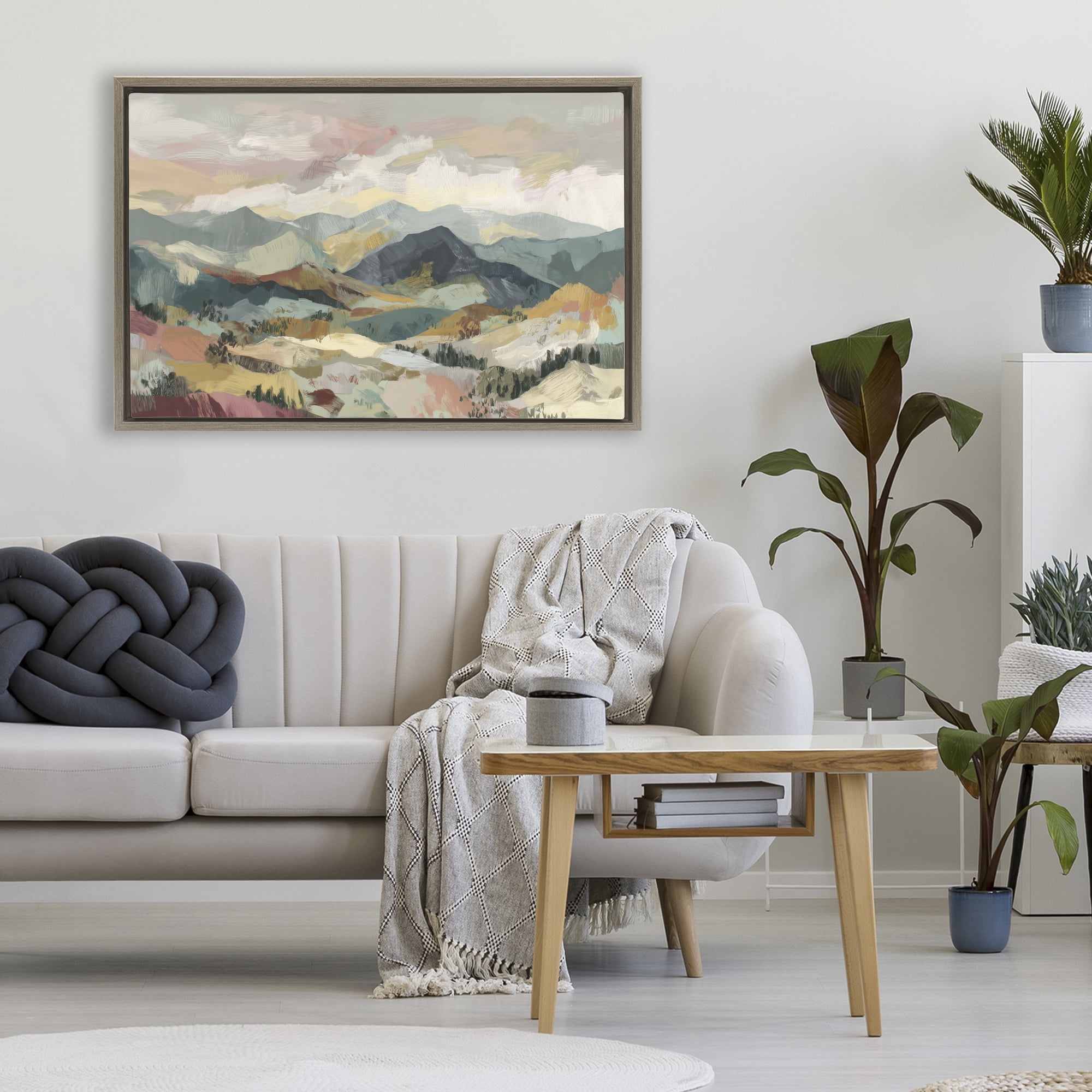 Stupell Industries Mountain Valley Vista Brown Framed Floater Canvas Wall Art, design by Chromatic Storm Studio