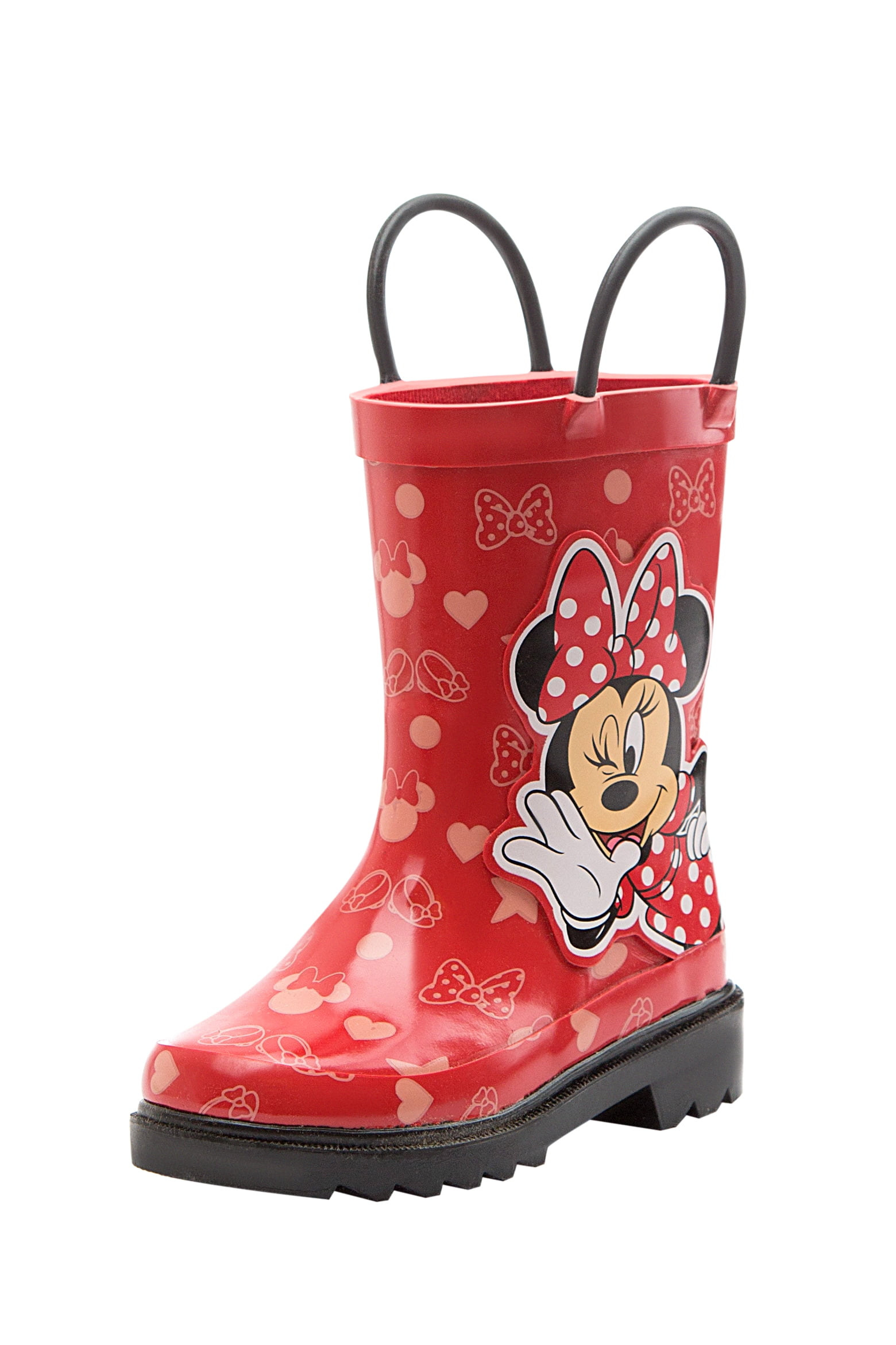 Minnie Mouse Calf Boots Childs Girls Black Shoes Boot Kids Footwear 