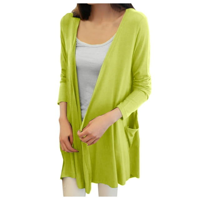 Long Cardigan Femme Manches Longues Mince Printemps Été Automne Cardigan