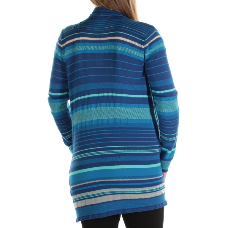 TOMMY HILFIGER 100 Womens New 3219 Blue Striped Open Cardigan Sweater XL B B