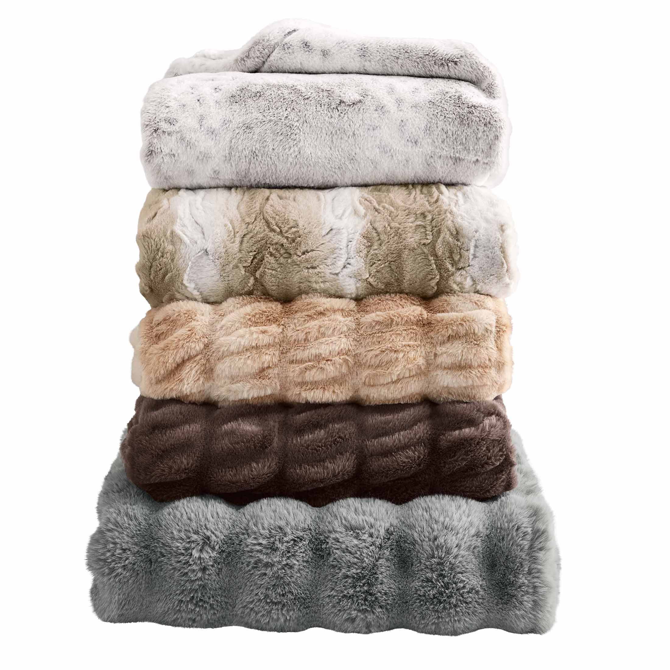 Better Homes & Gardens Almond Biscuit Ombre Faux Fur Throw, 50"x72"