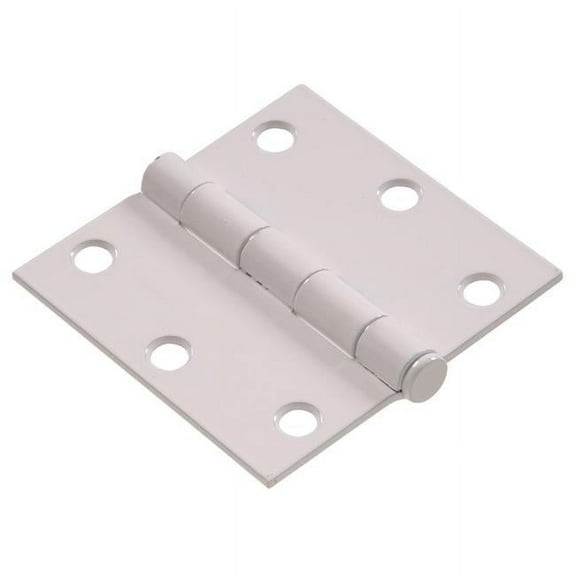 Hillman Group 851284 Carded - Square Full Mortise Hinges, White - 3 in.