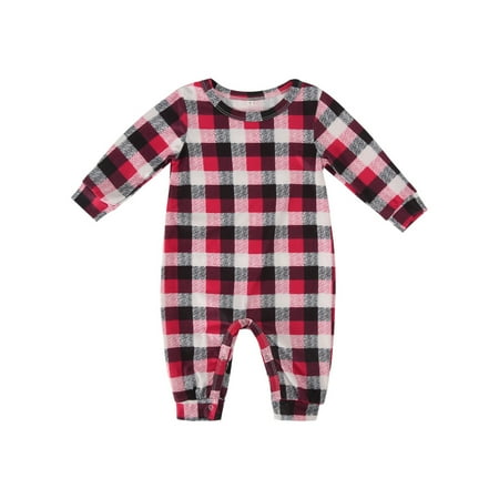 

BeQeuewll Matching Family Christmas Pajamas Cartoon Tops Plaid Pants Set Loungewear