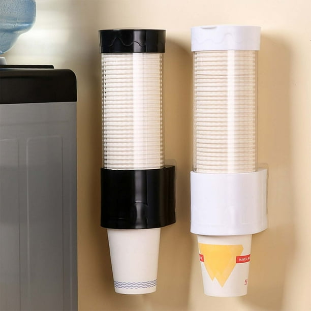 Portavasos para dispensador de agua | Organizador de plástico colgable con soporte adhesivo | Contiene 40 vasos desechables de papel o plástico | Instalación de paredes verticales/horizontales