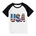 thumbnail image 7 of 4Th Of July For Boys Girls Trendy Independence Day Letter Graphic Patriotic Tee Raglan Sleeve Casual Short Sleeve Tops Black 9-10 Years, 7 of 7