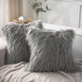 thumbnail image 4 of Phantoscope 18" x 18" 2-Pack Faux Fur Decorative Throw Pillows, Plush Cushions with Inserts for Couch, Bed, Chair, Dark Gray, 4 of 7