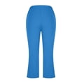 thumbnail image 6 of Mifsaly Womens Soft Capri Pants Comfy Crop Yoga Leggings High Rise Workout Running Capris Activewear Side Slit Design Everyday Casual Lounge Trousers Blue,XL, 6 of 7