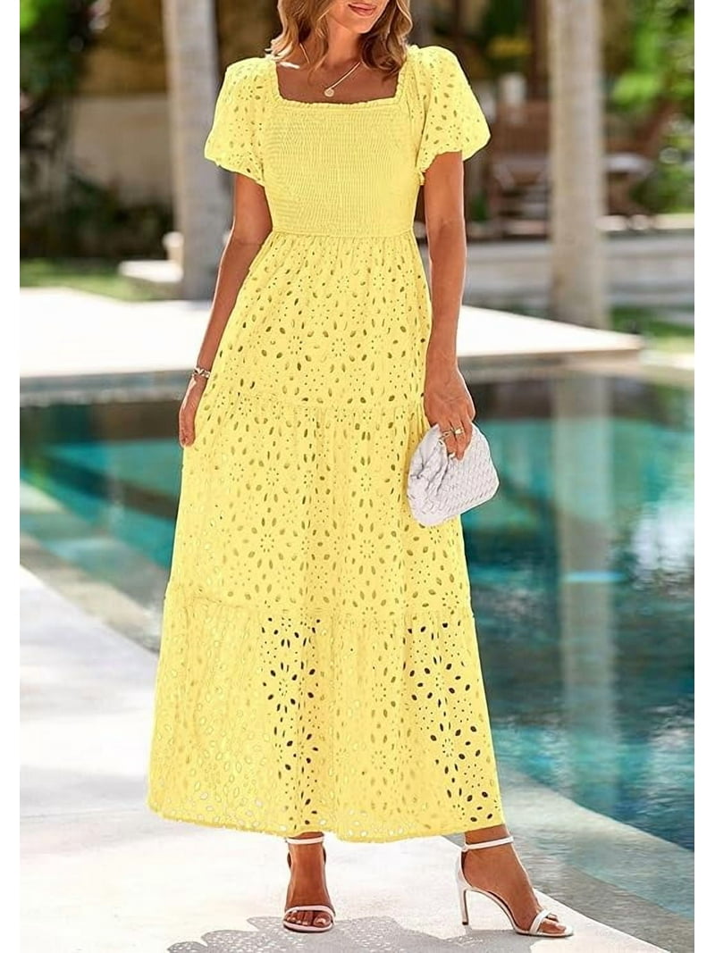 knee length dresses for ladies Stella Puff Sleeves Square Neck Dress – Noire