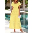 thumbnail image 3 of PRETTYGARDEN Summer Dresses for Women Eyelet Square Neck Puff Sleeve Smocked Wedding Guest Maxi Dress with Pockets, 3 of 8