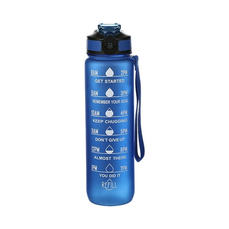 

Motivational Water Bottle With Time Marker 32oz Squeezing Ejection Opening BPA Free With Leakproof Wide Mouth And Fast Water Flowing For Outdoor Sport