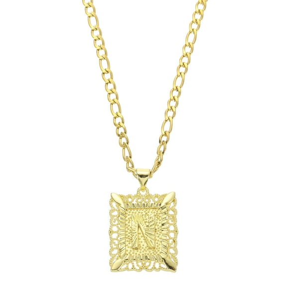 Uxcell 20" Initial Letter Pendant Necklace for Men Women, Capital Alphabet N, Gold