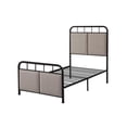 thumbnail image 3 of Hassch Twin Size Metal Platform Bed Frame with Linen Upholstered High Headboard, Beige, 3 of 8