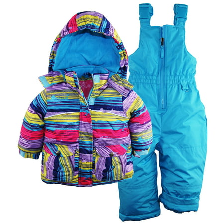 rugged bear baby girls snowflake stripes snowboard jacket snowsuit skisuit (Best 3 In 1 Snowboard Jacket)