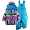Rugged Bear Baby Girls Snowflake Stripes Snowboard Jacket Snowsuit Skisuit Bib
