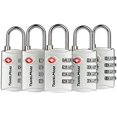 thumbnail image 1 of Pack TSA 4 Digit Luggage Locks - Heavy Duty Set - Your Own Padlocks for Travel Luggage Suitcase & Backpack - Silver, 1 of 5