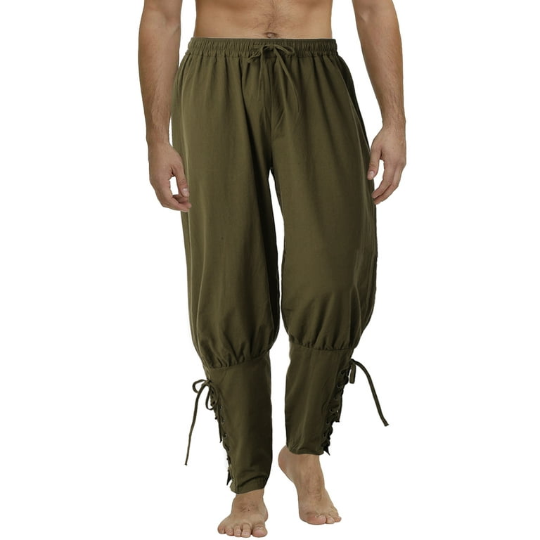 BPURB Pirate Pants for Men Viking Costume Renaissance Medieval Pants Pirate  Trousers 