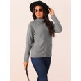 thumbnail image 3 of DARING DIVA Turtleneck Sweater Long Sleeve Knitted Pullover Basic L Grey, 3 of 5