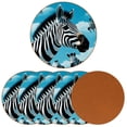 thumbnail image 2 of Zebra 6PCS Round Microfiber Leather Table Coasters, 11x11 cm/4.3x4.3 in Set - Drink Coasters for Home and Kitchen, 2 of 6