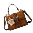 thumbnail image 3 of Bolso bandolera ajustable para compras informales, colgante incluido, talla única, bolso marrón con dijes, 3 of 8