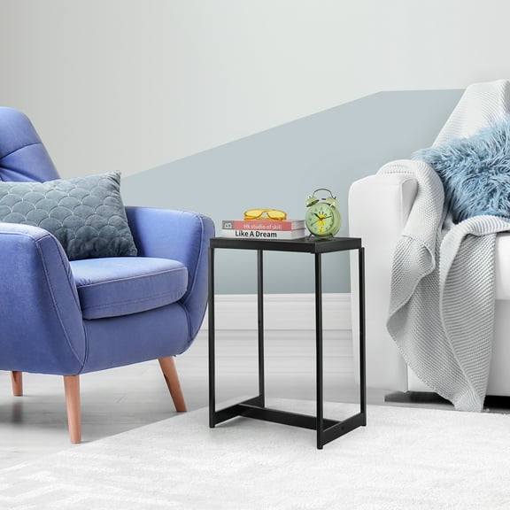 Narrow Indoor Metal End Table, Brown