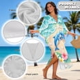 thumbnail image 6 of Xixirimido Beach Dolphins Hibiscus Floral Print Women’s Plus Size Beach Kaftan Dress V-Neck Batwing Sleeve Swimsuit Cover Up Flowy Caftan Dress for Pool, Cruise & Resort Wear, 6 of 7