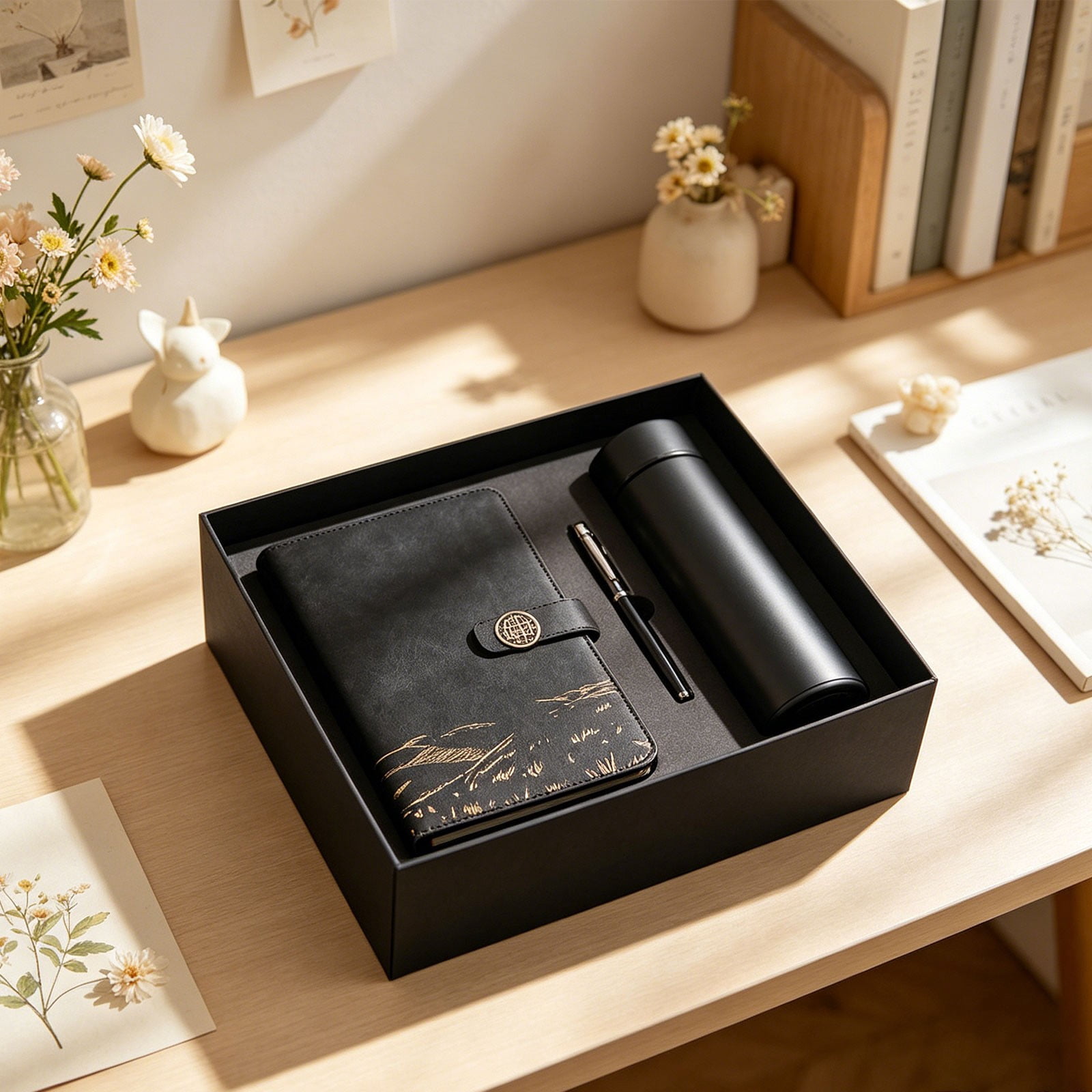 Year National Notebook and Thermal Cup Set; Souvenir A5 notebook for business; Practical gift combination