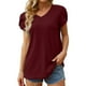 thumbnail image 2 of Tops Para Mujer Elegante Blusa Casual Suelta Manga Corta Con Cuello en V Camiseta Sólida Túnica Odeerbi  ODB164475, 2 of 8