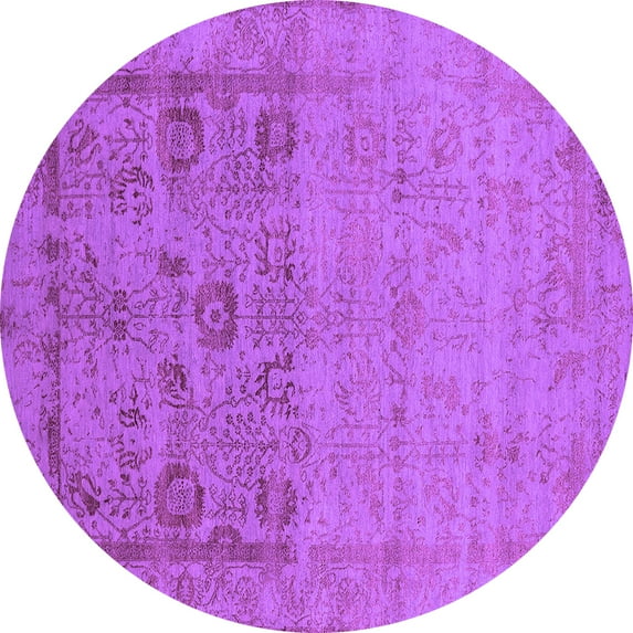 Ahgly Company Indoor Round Oriental Purple Industrial Area Rugs, 4' Round