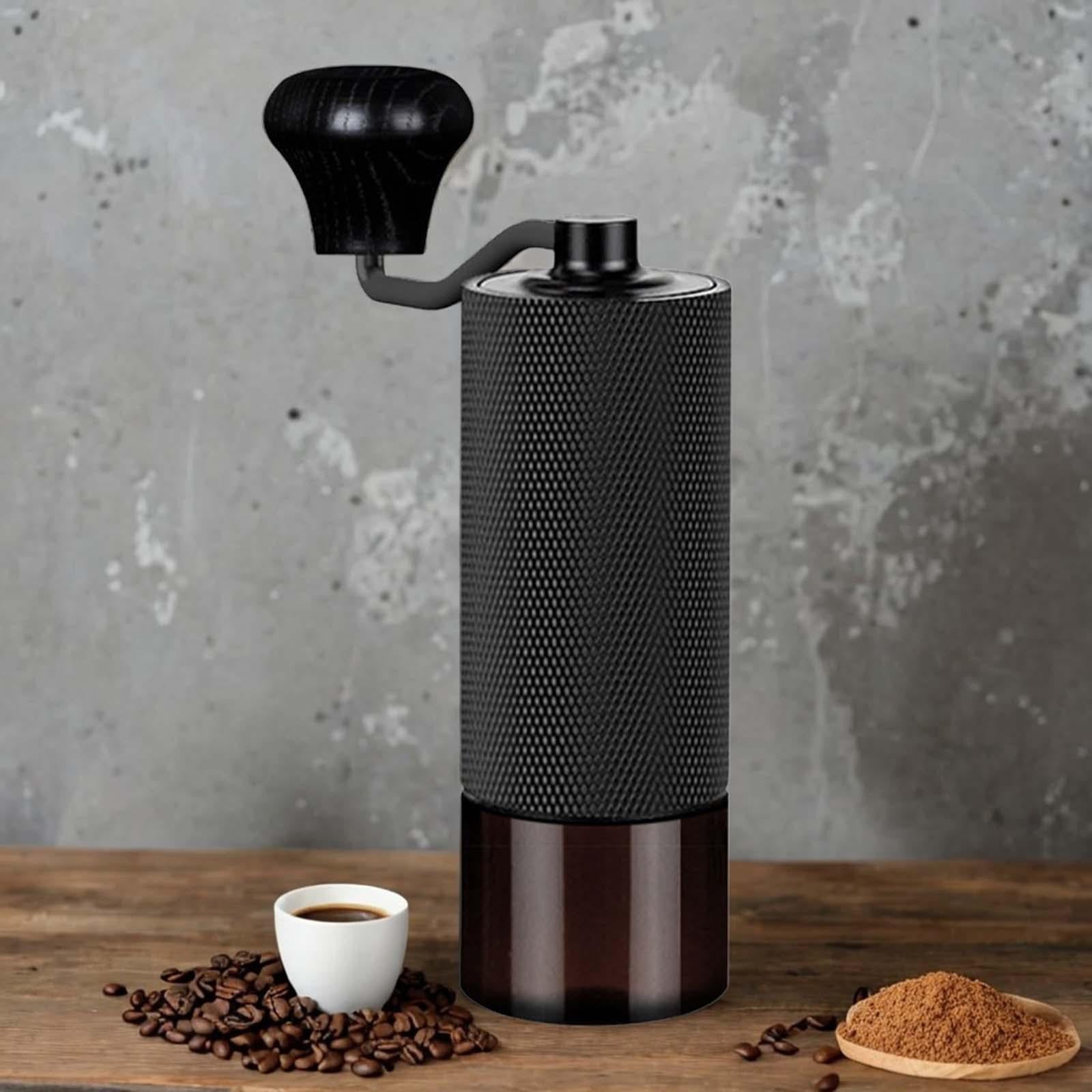 Fiocias Household Manual Coffee Grinder Adjustable Coarseness Settings Hand Crank Coffee Black