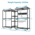 thumbnail image 4 of VIPEK X3 Heavy Duty Expandable Garment Rack, 1210LB Capacity Adjustable Closet System with 4 Shelves & Rods (5'2"-8' Width), Freestanding Wardrobe, Black, 4 of 8