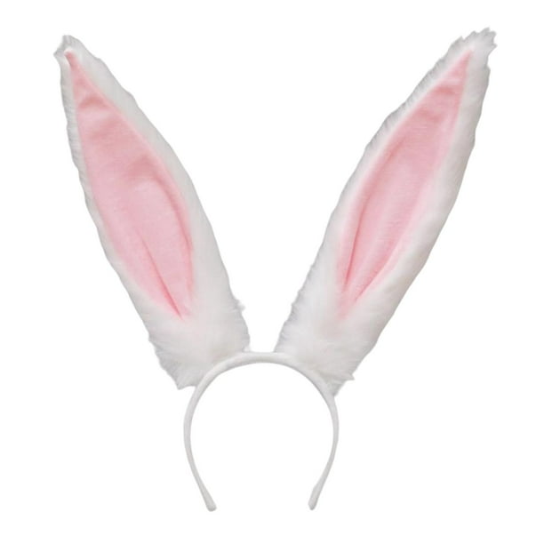 Divertidas diademas con orejas de conejo, capucha con orejas de conejo, tocado, accesorios para fotos Blanco