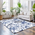 thumbnail image 3 of Area Rug 3x5ft Blue Flowers Washable Area Rugs for Living Room Bird Non Slip Floor Carpet Mat for Kitchen Entryway Bathroom Office Home Decor, 3 of 8