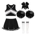 thumbnail image 5 of Aislor Girls Cheer Dance Halloween Sleeveless Crop Top Pleated Skirt Outfit Cheerleading Uniform Dress A White&Black 8, 5 of 7