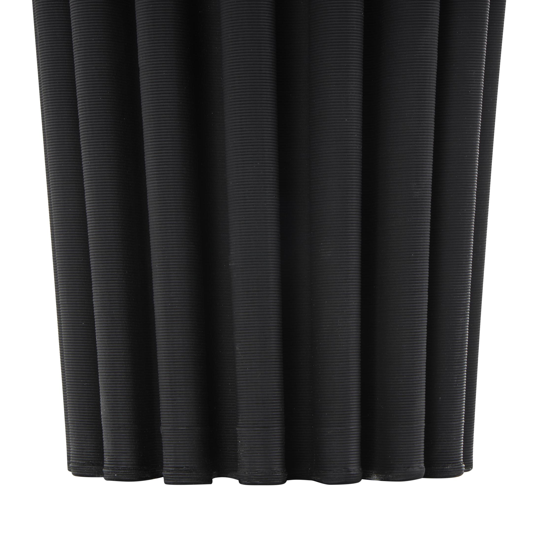 DecMode 12" Abstract Dimensional Ribbed Black Ceramic Vase with Cylindrical Ridges