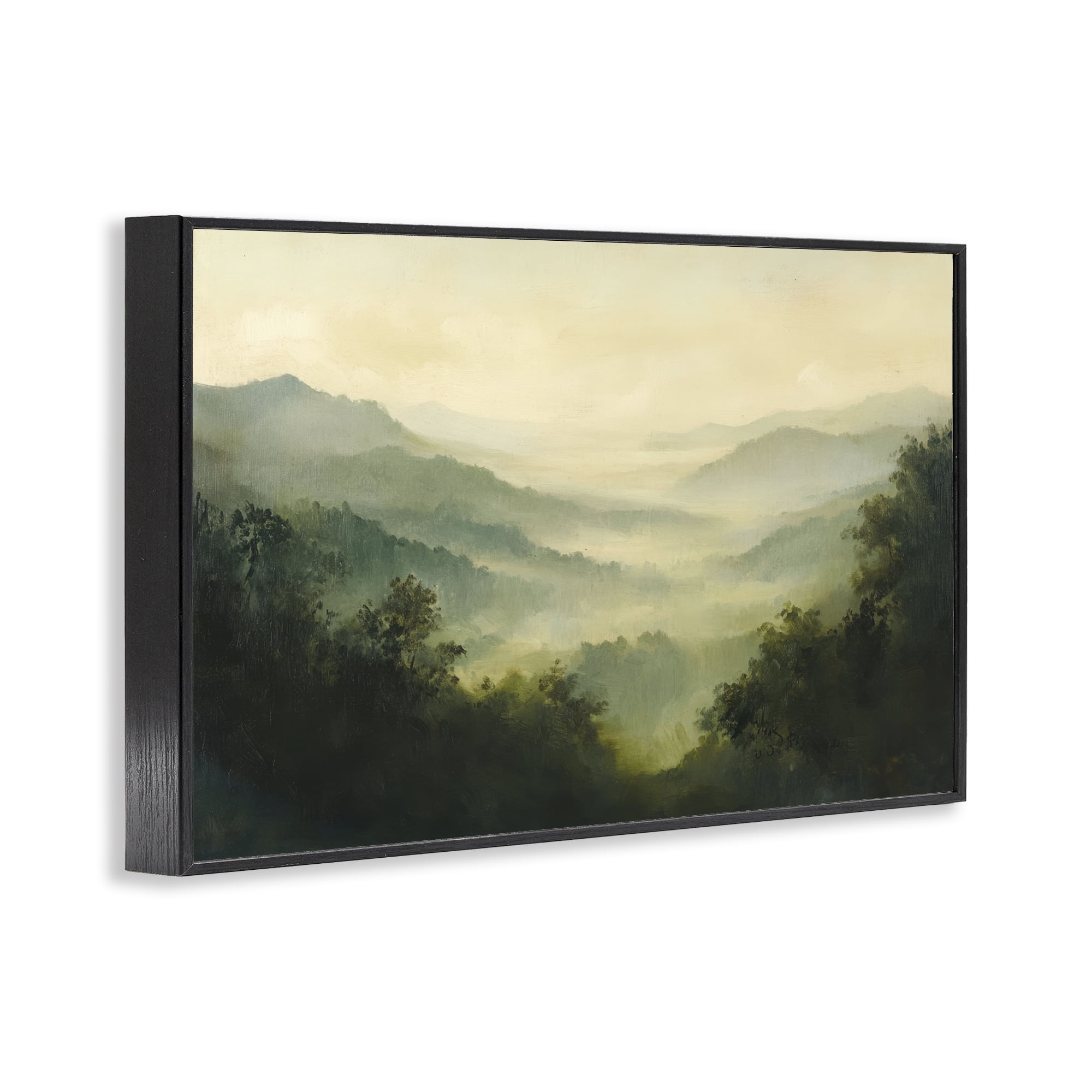 Through The Haze Landscape Black Framed Giclee Art, design by Petal Prints Design
