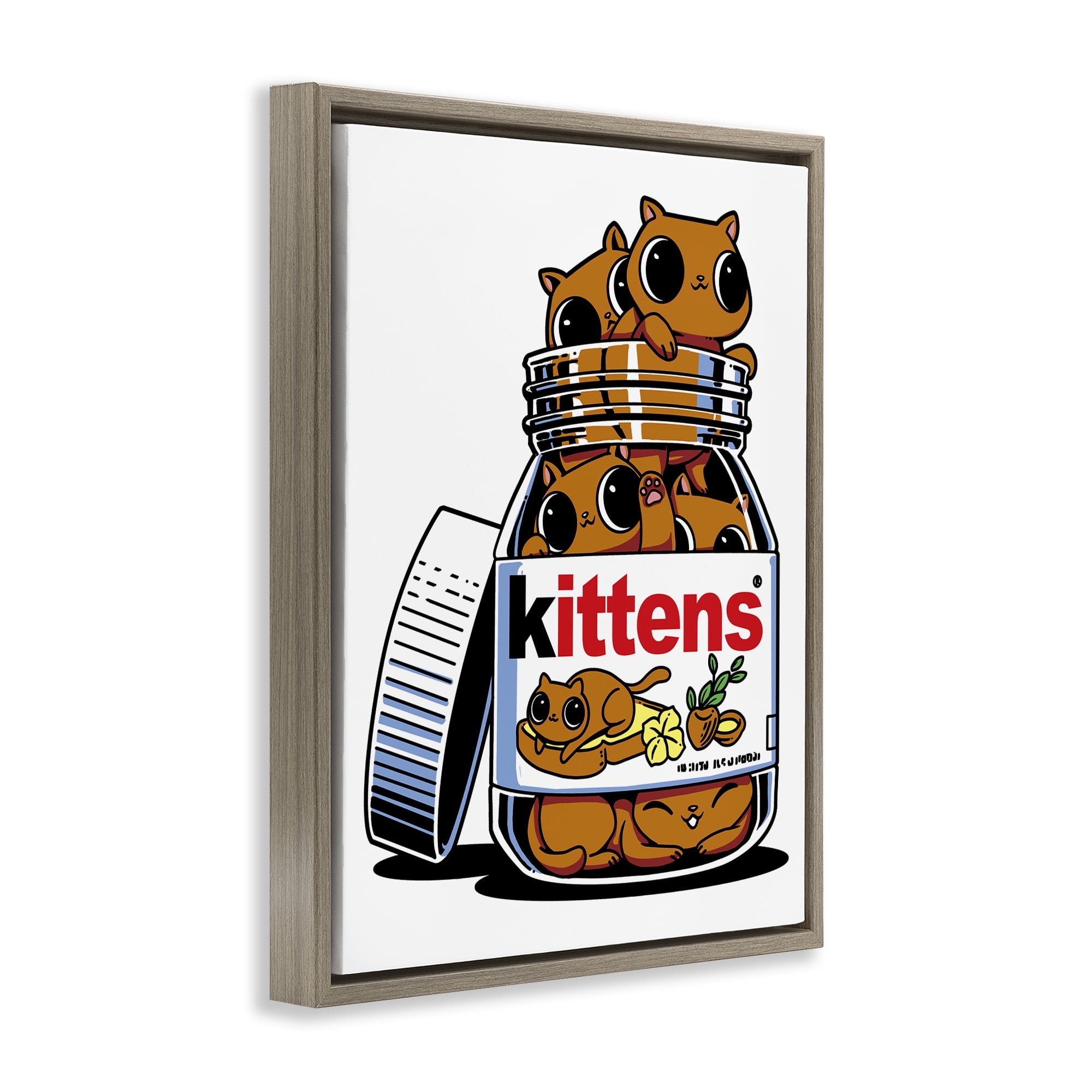 Stupell Industries Hazelnut Spread Cats Brown Framed Floater Canvas Wall Art, design by Tobe Fonseca