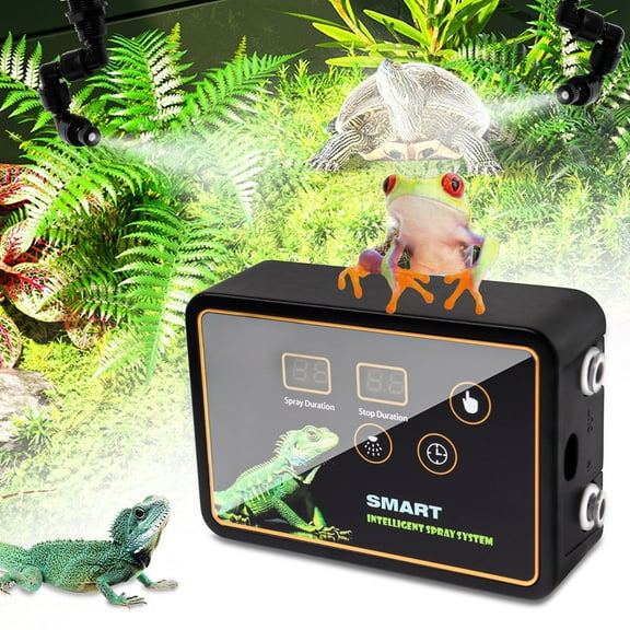 Reptile Mister System with Timer Humidity Control, Chameleons Reptile Fogger, Automatic Reptile Mister Fogger for Terrarium with Timer, Spray Kit for Rainforest Plants Amphibian