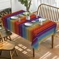 thumbnail image 2 of Stripe Tablecloth 60x84 Inch Rectangular, Orange Stripe Washable Seasonal Table Cover for Party Picnic Dinner Decor, 2 of 6
