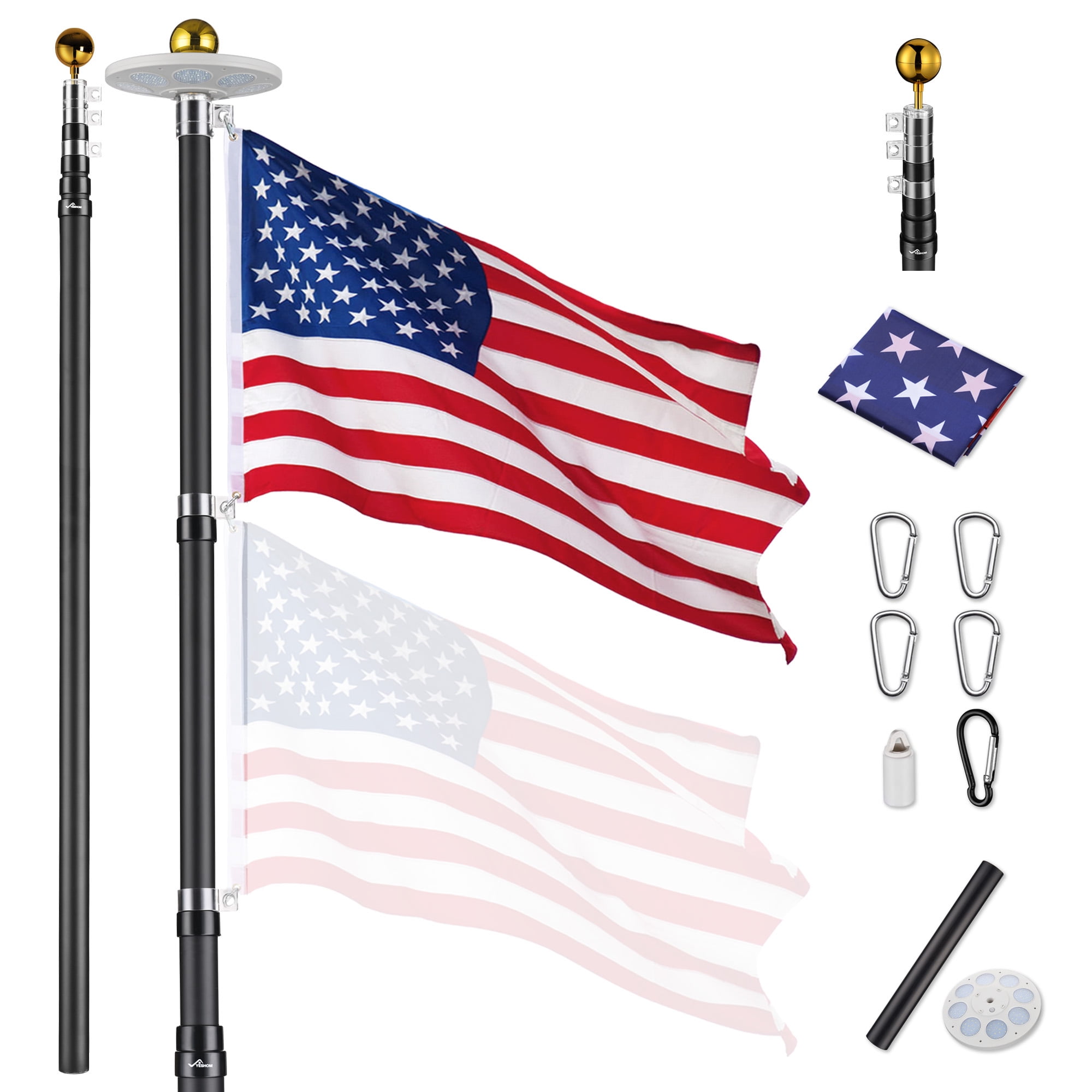 telescopic flag pole with solar light