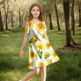 thumbnail image 5 of Pounoo New Dresses For Kids Fashion Print Short Sleeve Casual Dresses Round Neck Knee Length Dress With Pocket Lightweight Dresses For Girls 10-12, 5 of 8