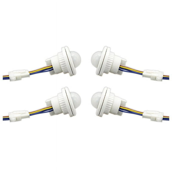 4X Mini PIR Infrared Motion Sensor Detection 220V Adjustable Time Infrared Automatic LED Light Witch,4 x Induction switch,white