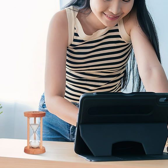 CRAFTHROU 2Pcs Timepiece White Wood Glass Sand Timer for Cooking Timer