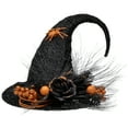 thumbnail image 2 of Northlight 16" Black Tinsel Witch's Hat with Orange Glittered Roses Halloween Decoration, 2 of 8