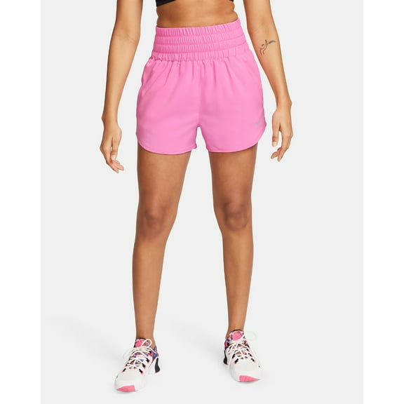 Nike One Shorts Womens XL Pink Dri-FIT Smocked Elastic Waist High-Waisted SRT356