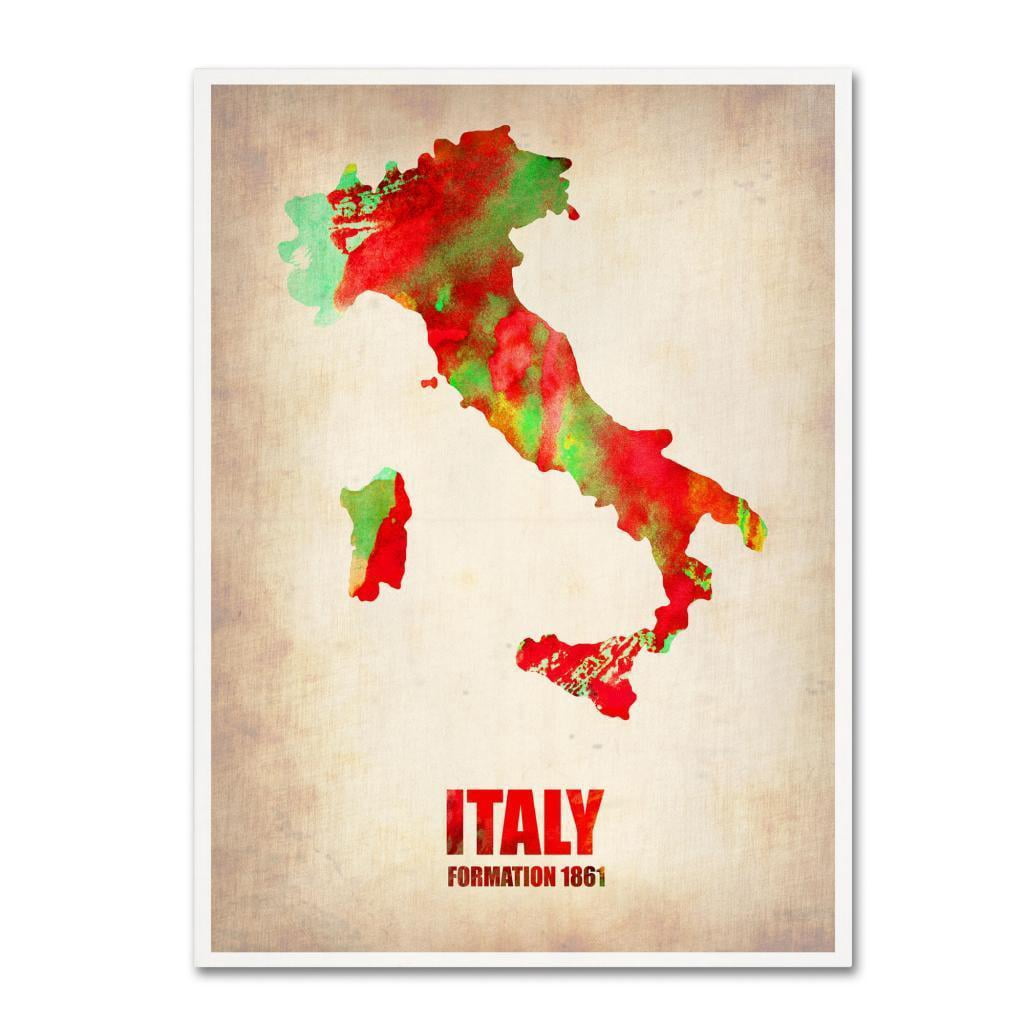 Trademark Fine Art "Italy Watercolor Map" Canvas Art by Naxart