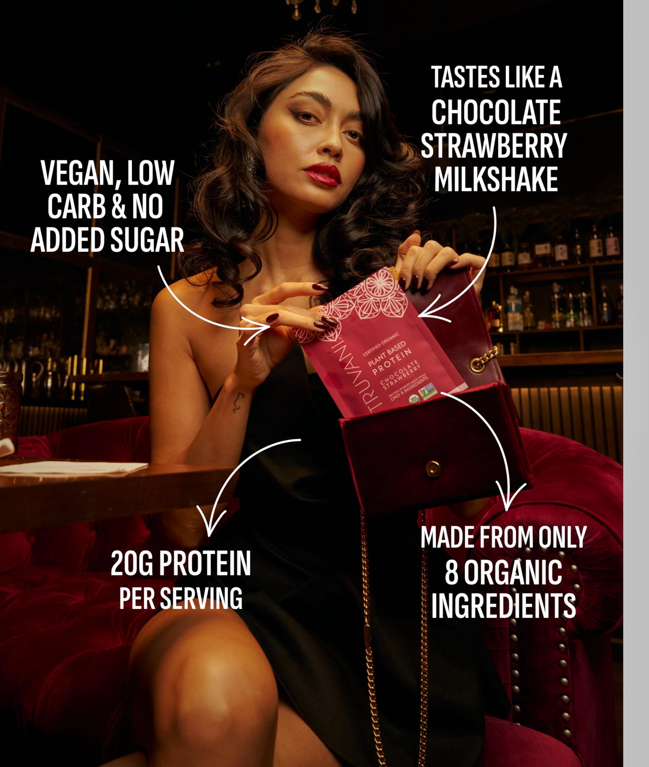 Truvani Vegan Pea Protein Powder | Chocolate Strawberry | 20g Organic Plant Based Protein | 12 Travel Packets | Keto | Gluten & Dairy Free | Low Carb | No Added Sugar