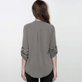 thumbnail image 2 of Women V Neck Solid Blouse Shirt Chiffon TopsS, 2 of 4