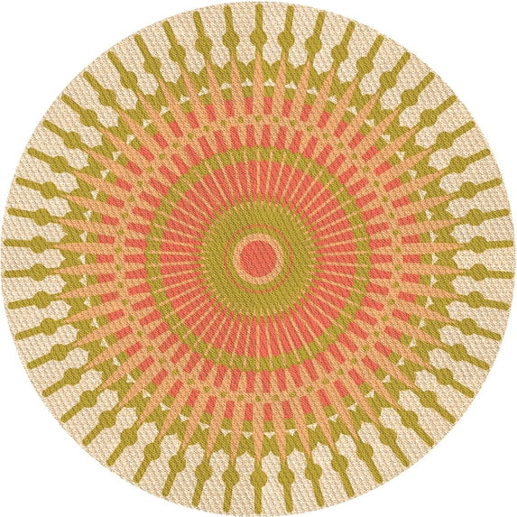 Ahgly Company Indoor Round Patterned Cardboard Brown Gold Area Rugs, 4' Round